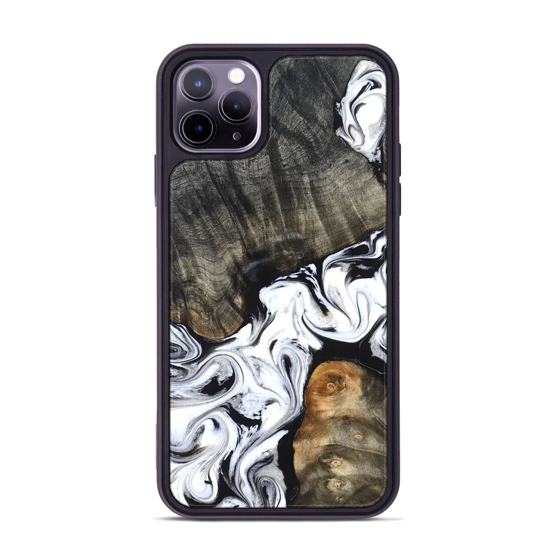 iPhone 11 Pro Max Wood Phone Case - Deidre (Black & White, 829735)