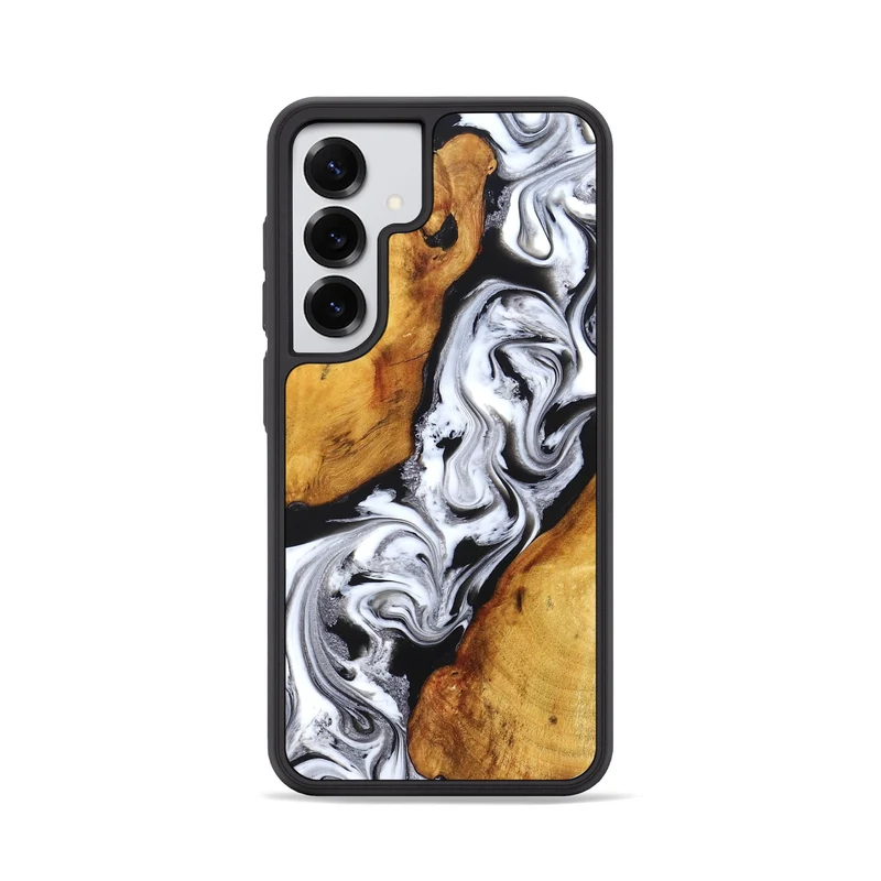 Galaxy S25 Wood Phone Case - Castiel (Black & White, 829738)