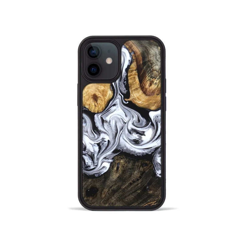 iPhone 12 mini Wood Phone Case - Ellis (Black & White, 829739)