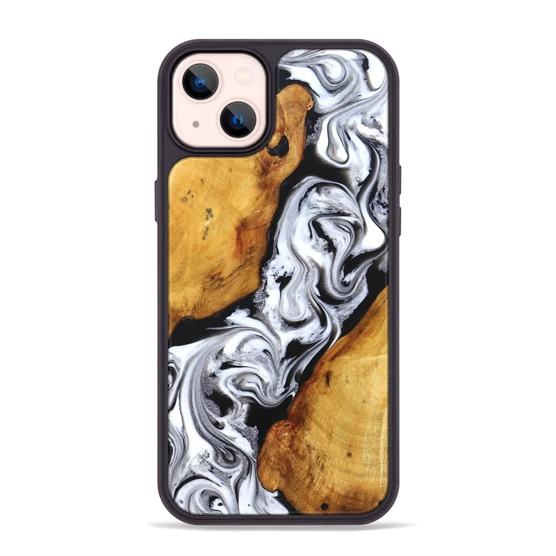 iPhone 14 Plus Wood Phone Case - Castiel (Black & White, 829738)
