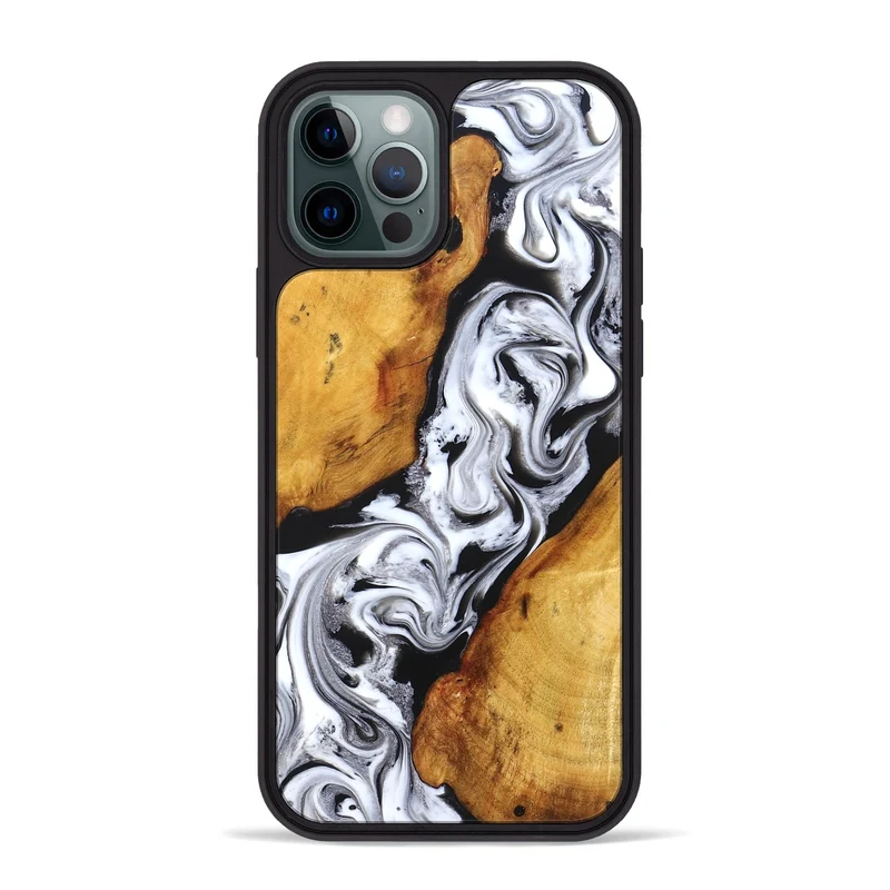 iPhone 12 Pro Max Wood Phone Case - Castiel (Black & White, 829738)