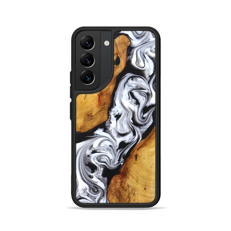 Galaxy S22 Wood Phone Case - Castiel (Black & White, 829738)