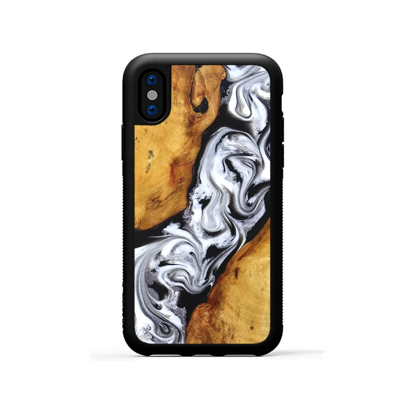 iPhone Xs Wood Phone Case - Castiel (Black & White, 829738)