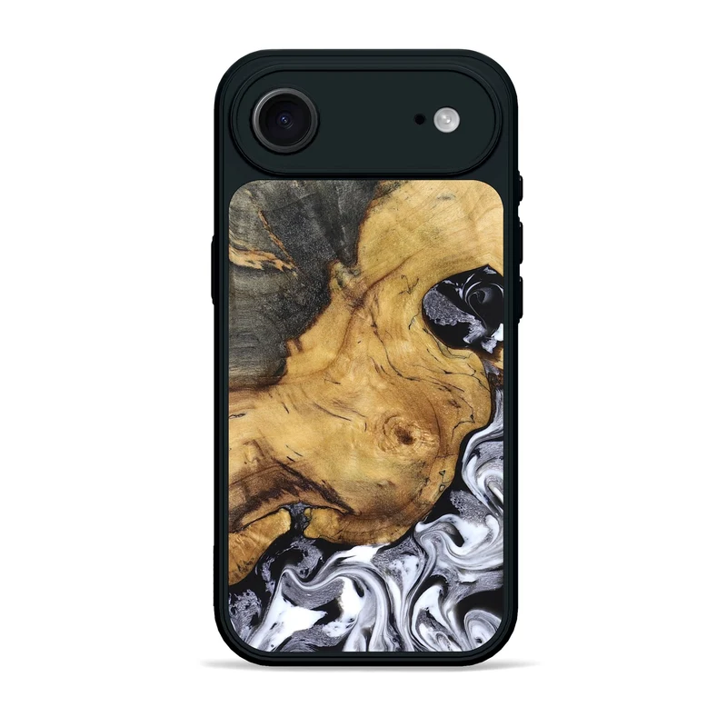 iPhone 17 Air Wood Phone Case - Teresa (Black & White, 829737)