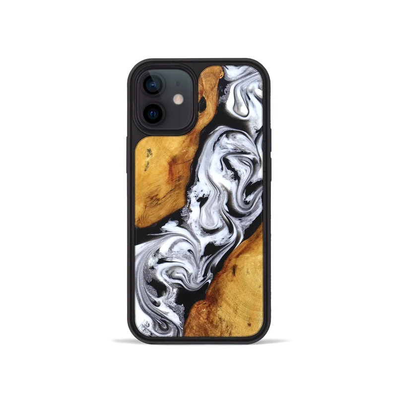 iPhone 12 mini Wood Phone Case - Castiel (Black & White, 829738)