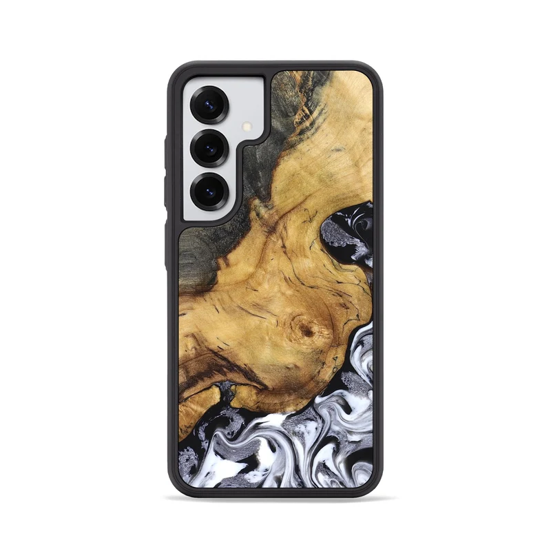 Galaxy S25 Wood Phone Case - Teresa (Black & White, 829737)