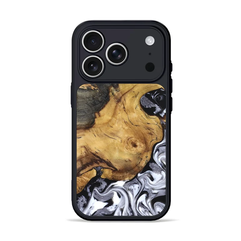 iPhone 17 Pro Wood Phone Case - Teresa (Black & White, 829737)