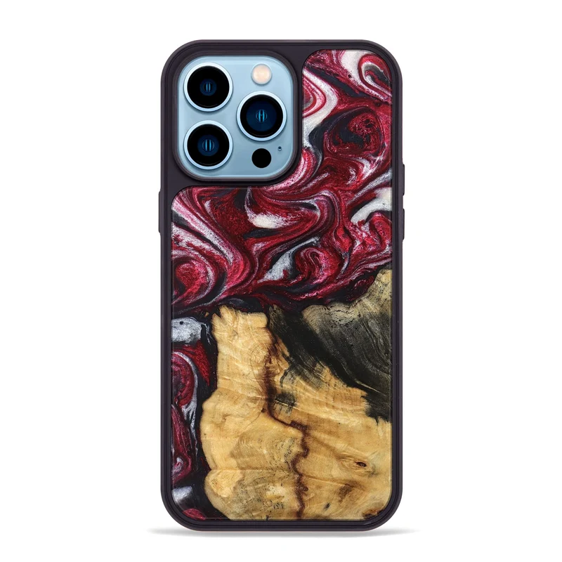 iPhone 14 Pro Max Wood Phone Case - Cleve (Red, 829717)