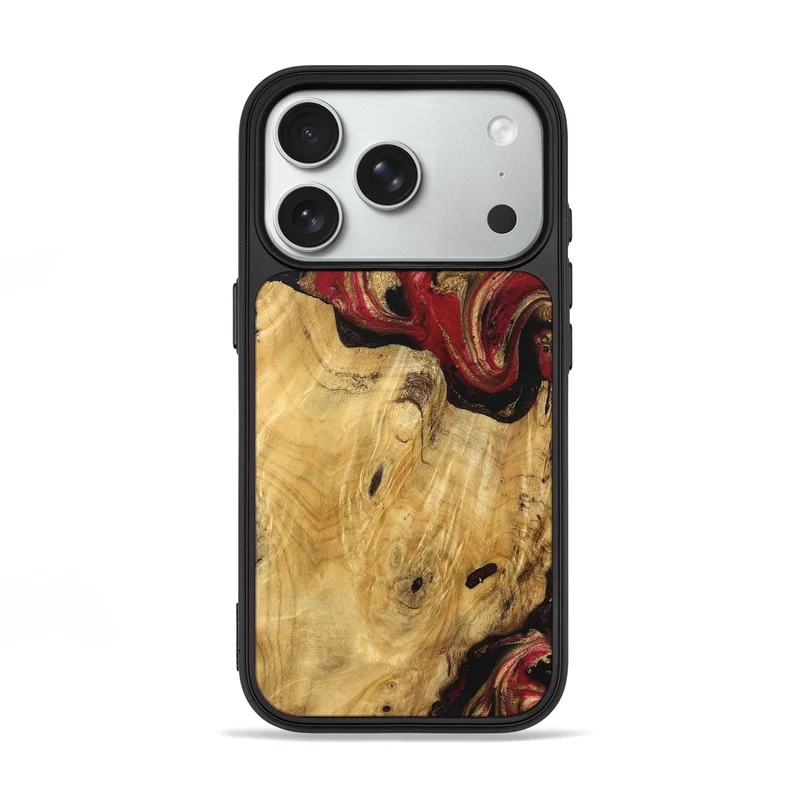 iPhone 18 Pro Wood Phone Case - Mina (Red, 829714)