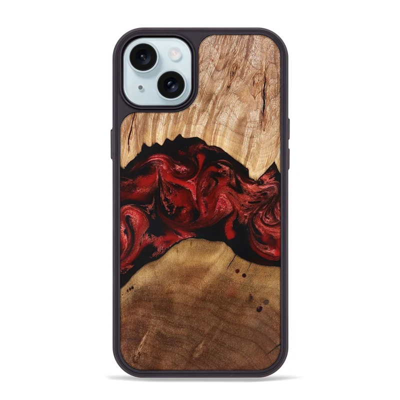 iPhone 15 Plus Wood Phone Case - Marlon (Red, 829713)