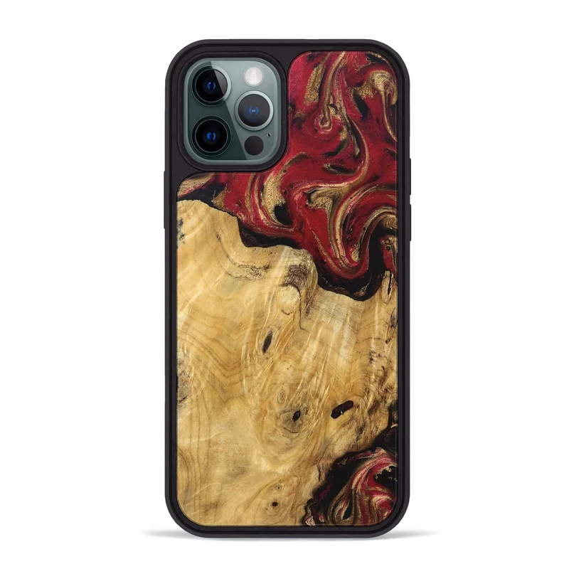 iPhone 12 Pro Max Wood Phone Case - Mina (Red, 829714)