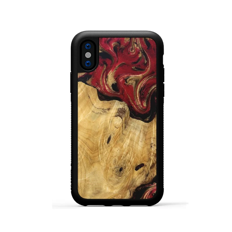 iPhone Xs Wood Phone Case - Mina (Red, 829714)