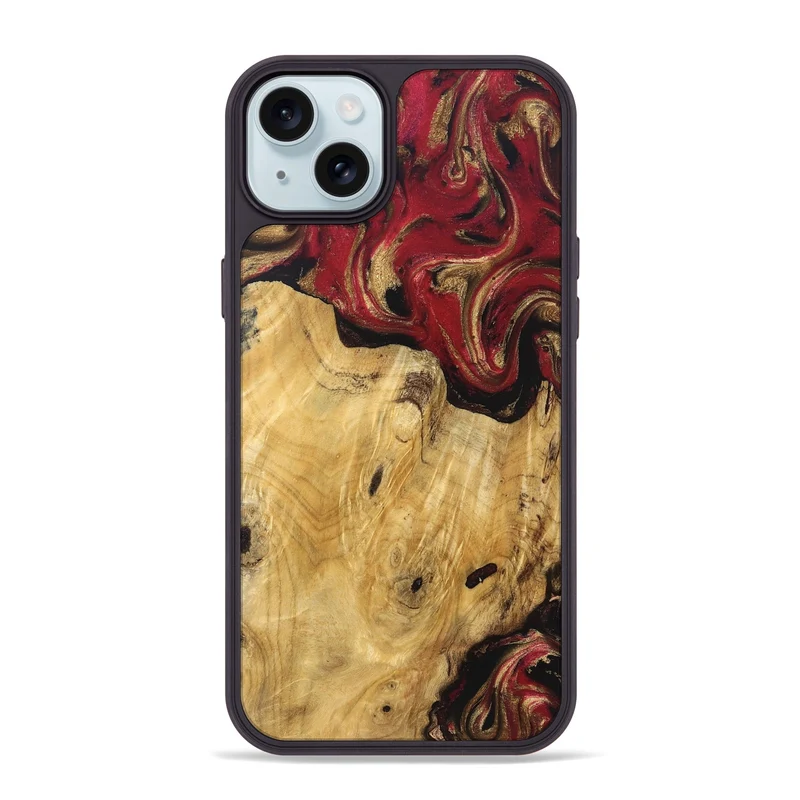 iPhone 15 Plus Wood Phone Case - Mina (Red, 829714)