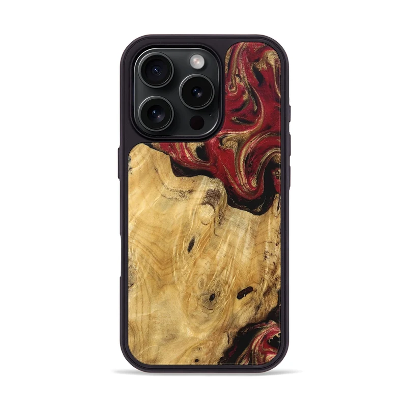 iPhone 16 Pro Wood Phone Case - Mina (Red, 829714)