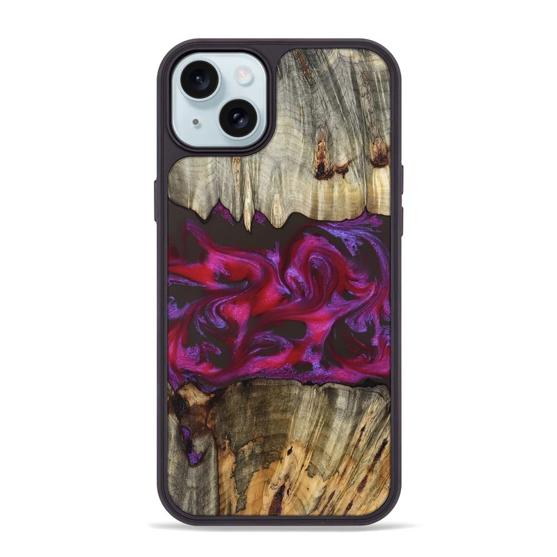 iPhone 15 Plus Wood Phone Case - Jaylen (Red, 829716)